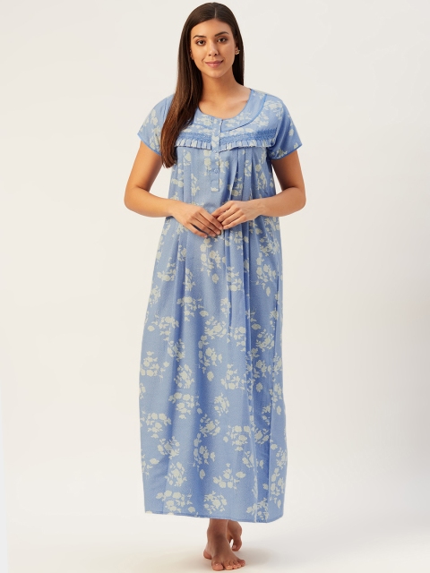

Sweet Dreams Blue & Off-White Floral Print Maxi Nightdress