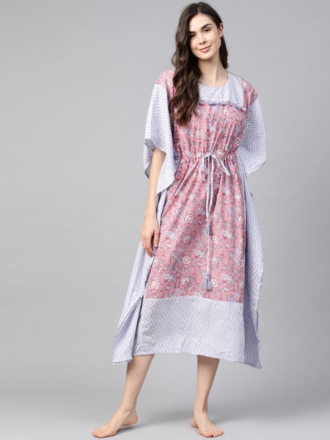 

Vasudha Pink Printed Maxi Nightdress