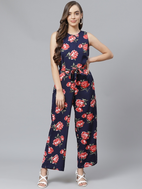 

Poshak Hub Women Navy Blue & Red Floral Printed Basic Jumpsuit