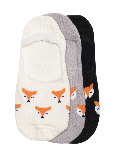 

20Dresses Women Pack of 3 Fox Patterned Shoe Liners, Off white