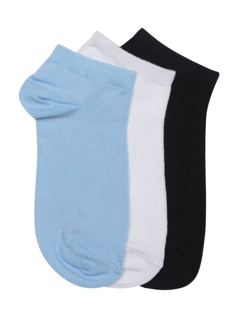 

20Dresses Women Pack of 3 Solid Ankle-Length Socks, Blue