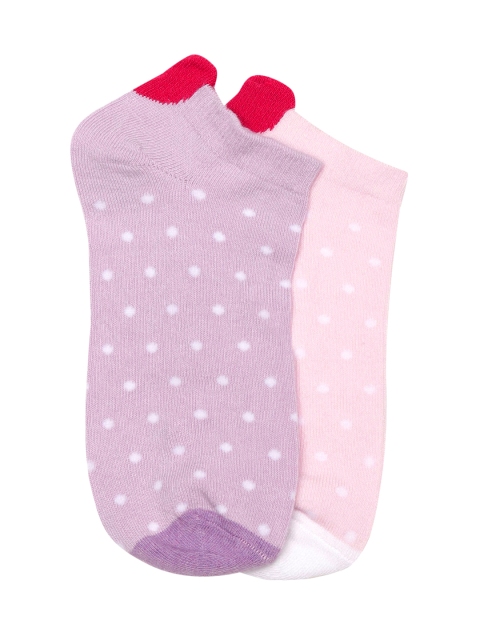 

20Dresses Women Pack of 2 Polka Dot Patterned Ankle-Length Socks, Pink