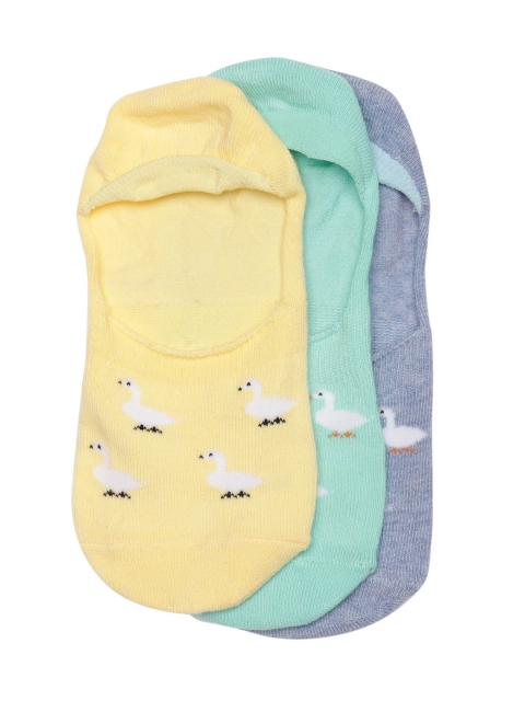 

20Dresses Women Pack of 3 Duck Patterned Shoe Liners, Yellow