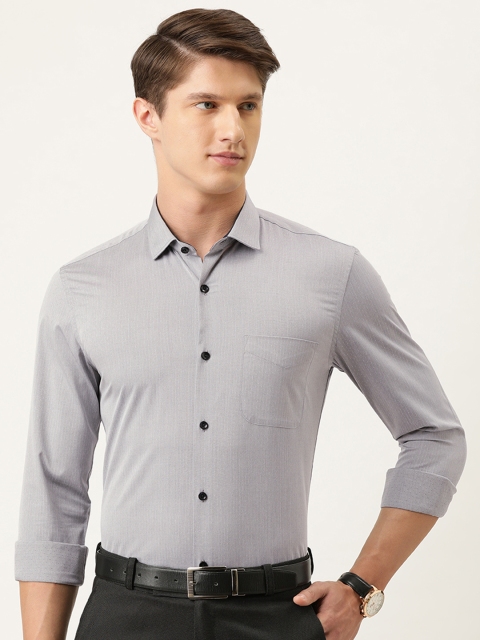 

Peter England Men Grey Slim Fit Self Design Shirt
