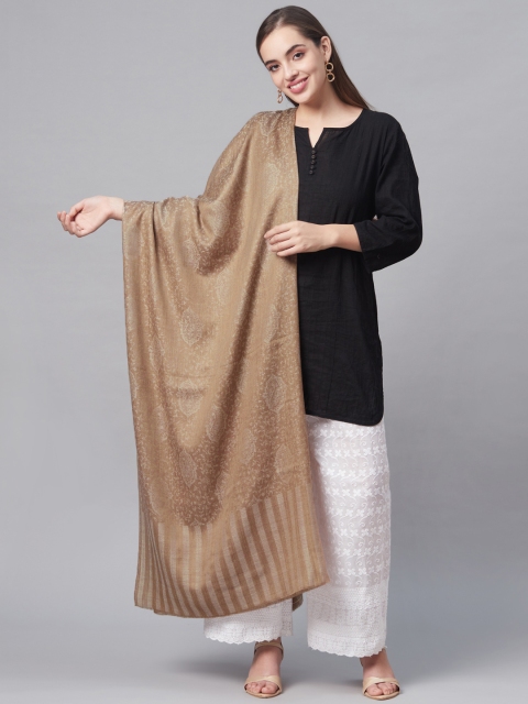 

Pashutsh Women Beige & Taupe Ethnic Motifs Woven Design Designer Shawl