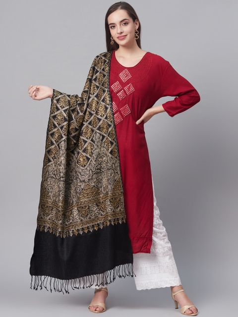 

Pashutsh Women Black & Beige Aari Embroidered Shawl