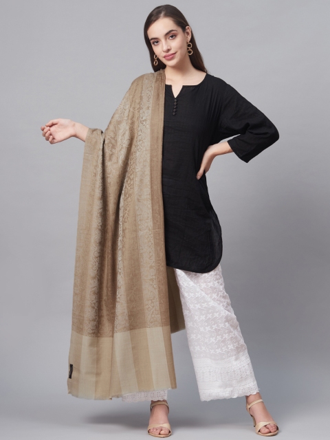 

Pashutsh Women Beige & Grey Woven Design Ethnic Motifs Designer Shawl