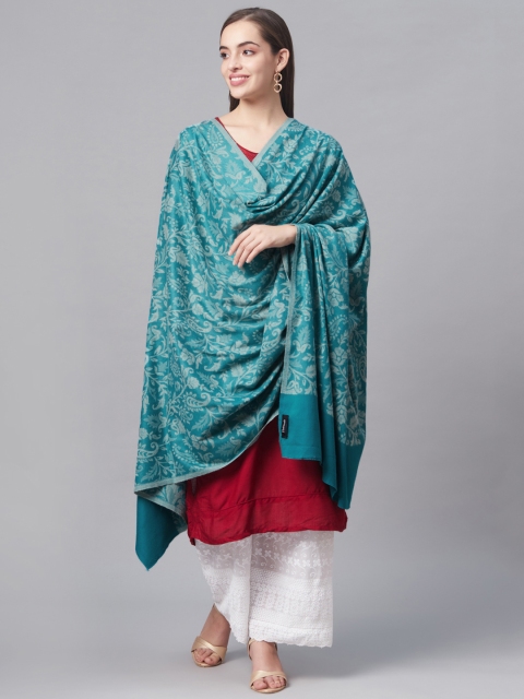 

Pashutsh Women Blue & Off-White Woven Design Designer Shawl