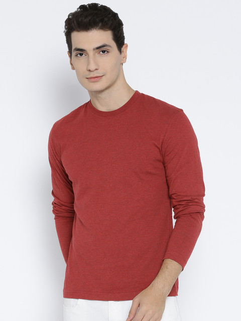 

Jockey Men Red Solid Round Neck T-shirt