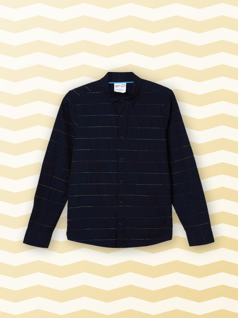 

max Boys Blue Regular Fit Striped Casual Shirt