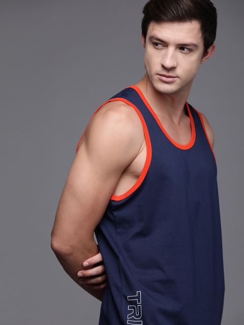 

Allen Solly Tribe Men's Navy Blue and White Printed Innerwear Vest