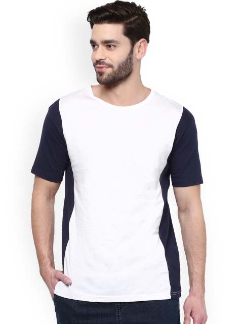 

Hypernation White and Navy Blue Slim T-shirt