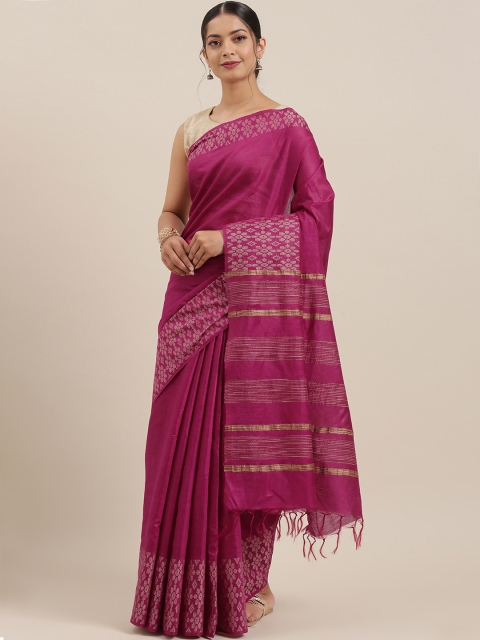 

Mitera Pink Art Silk Solid Handloom Muga Saree