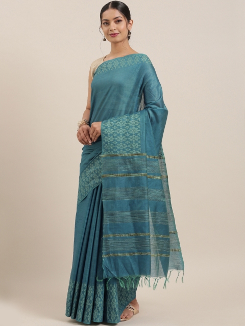 

Mitera Blue Art Silk Solid Handloom Muga Saree