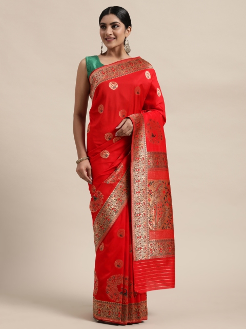 

Mitera Red & Golden Pure Silk Woven Design Banarasi Saree