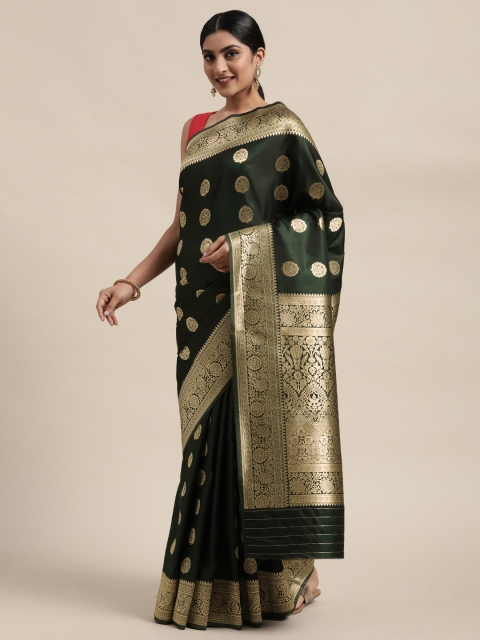 

Mitera Green & Golden Pure Silk Woven Design Banarasi Saree