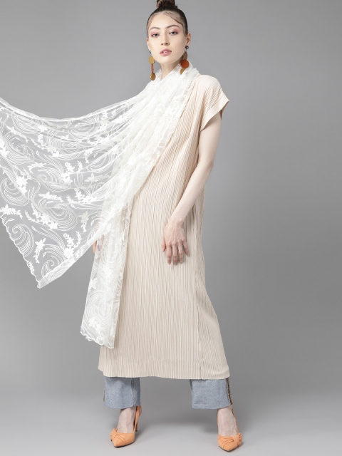 

Indo Era Calm White Embroidered Dupatta