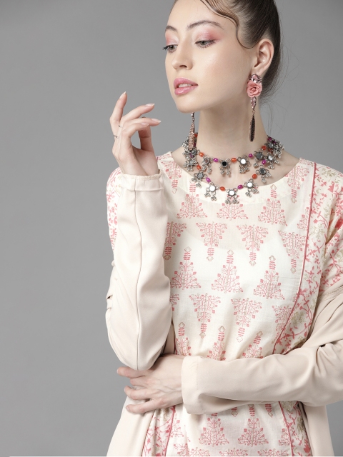 

Indo Era Chic Off White And Pink Printed Kurta Set