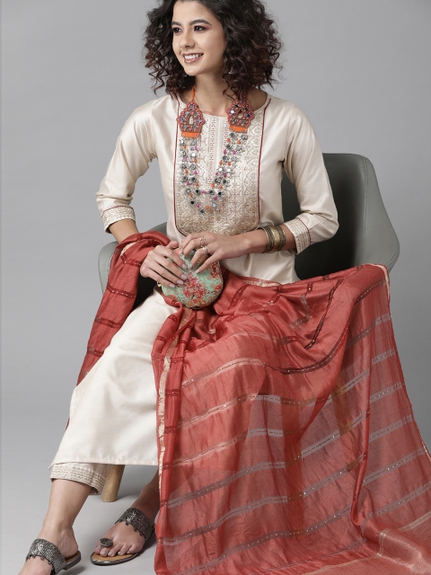 

Indo Era Classy Cream Yoke Design Kurta Set