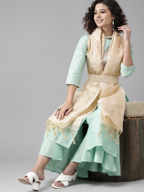 

Indo Era Rich Cream and Gold Ethnic Motifs Dupatta
