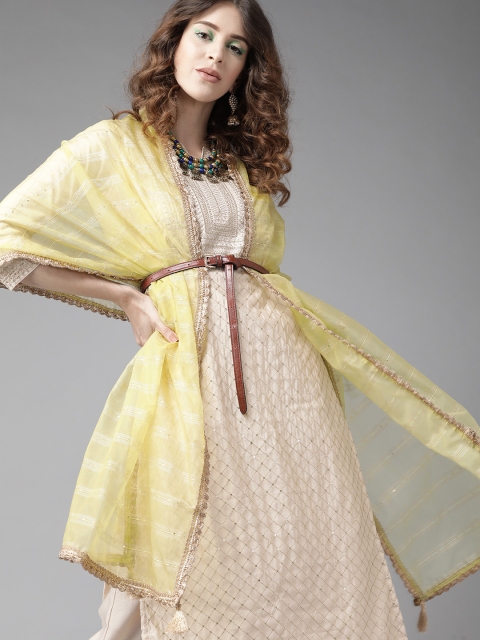 

Indo Era Trendy Beige Embroidered Kurta Set