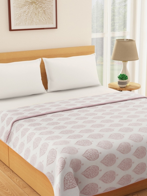 

Living scapes by Pantaloons Off-White & Pink Ethnic Motifs AC Room 150 GSM Double Bed Dohar