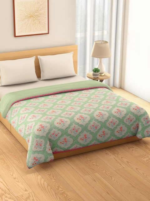 

Living scapes by Pantaloons Green & White Ethnic Motifs Mild Winter 180 GSM Double Bed Quilt
