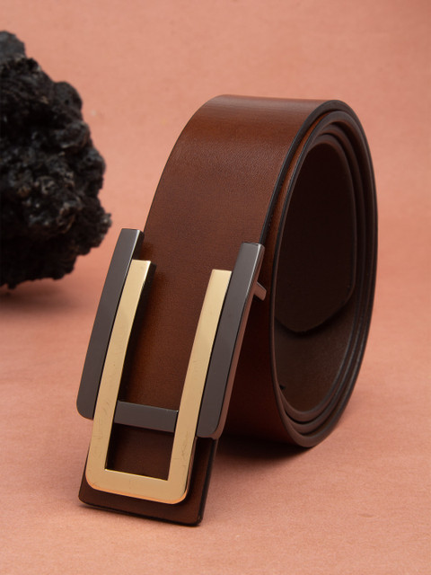 

Carlton London Men Brown Solid Leather Belt
