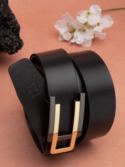 

Carlton London Men Black & Gold-Toned Solid Belt