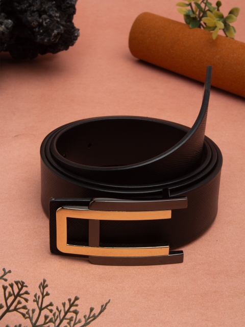

Carlton London Men Black & Grey Textured Leather Belt