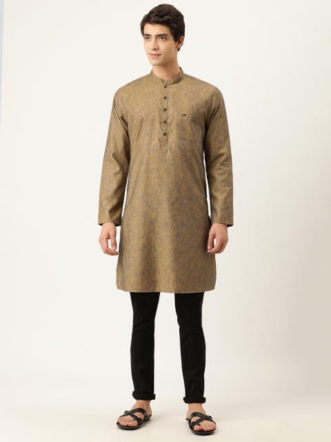

Peter England Men Brown & Navy Blue Woven Design Kurta
