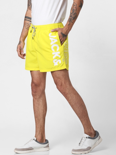

Jack & Jones Men Yellow Printed Regular Fit Shorts