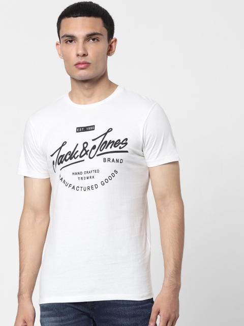 

Jack & Jones Men White Pure Cotton Printed T-Shirt