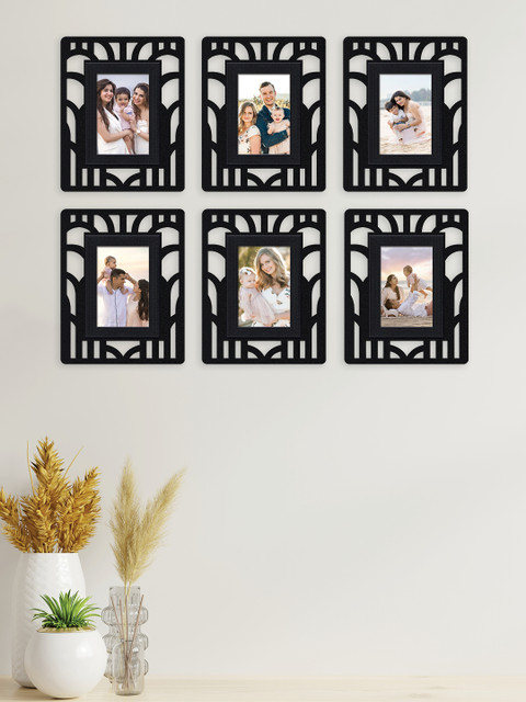 

RANDOM Set Of 6 Black Solid Synthetic MDF Wood Individual Wall Photo Frames