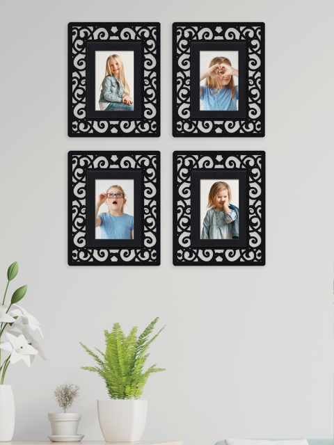 

RANDOM Set Of 4 Black Self-Design Wall Photo Frame