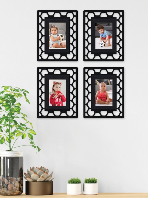 

RANDOM Set Of 4 Black Solid Synthetic MDF Wood Individual Wall Photo Frames