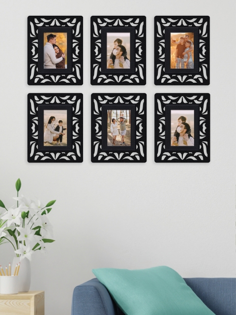 

RANDOM Set Of 6 Black Self-Design Wall Photo Frames