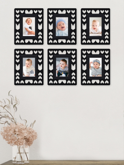 

RANDOM Set Of 6 Black Self-Design Wall Photo Frames