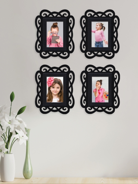 

RANDOM Set Of 4 Black Solid Synthetic MDF Wood Individual Wall Photo Frames