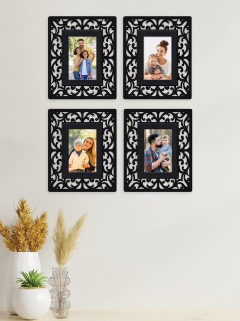 

RANDOM Set Of 4 Black Self-Design Wall Photo Frames