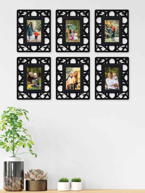 

RANDOM Set Of 6 Black Solid Synthetic MDF Wood Individual Wall Photo Frames