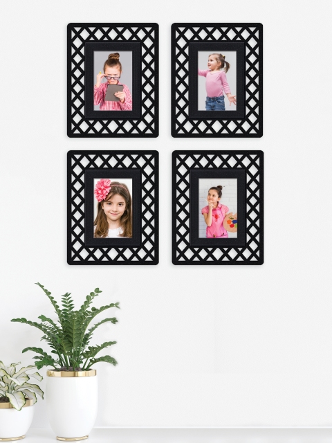 

RANDOM Set Of 4 Black Self-Design Wall Photo Frames
