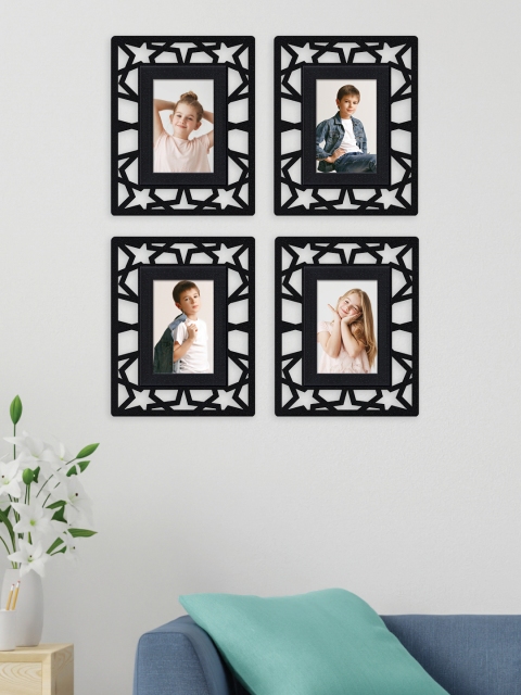 

RANDOM Set Of 4 Black Self-Design Wall Photo Frames