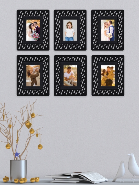 

RANDOM Set Of 6 Black Self-Design Wall Photo Frames