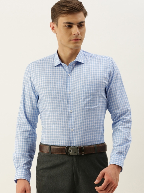 

Peter England Men Blue & White Regular Fit Checked Formal Shirt