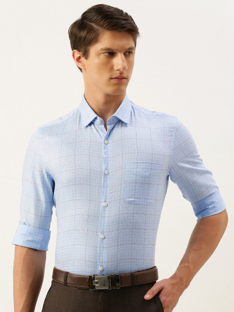 

Peter England Men Blue Slim Fit Checked Formal Shirt