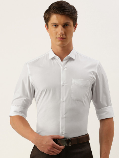 

Peter England Men White Slim Fit Solid Formal Shirt