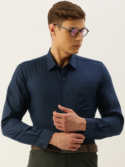 

Peter England Men Navy Blue Regular Fit Self Design Formal Shirt