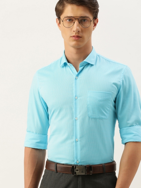 

Peter England Men Blue Slim Fit Self Design Formal Shirt