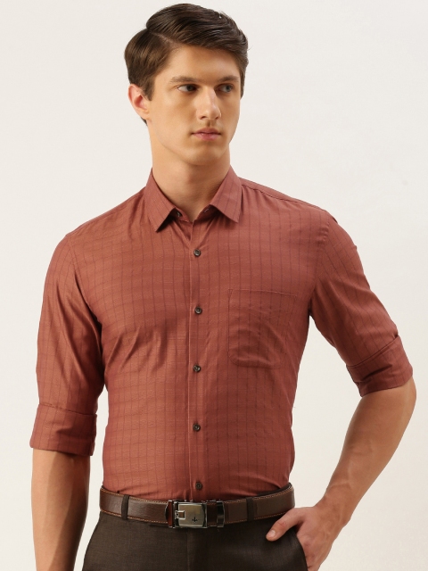 

Peter England Men Rust Regular Fit Self Design Formal Shirt